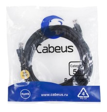 Патч-корд U/UTP Cabeus PC-UTP-RJ45-Cat.5e-5m-BK-LSZH Патч-корд U/UTP, категория 5е, 2xRJ45/8p8c, неэкранированный, черный, LSZH, 5м