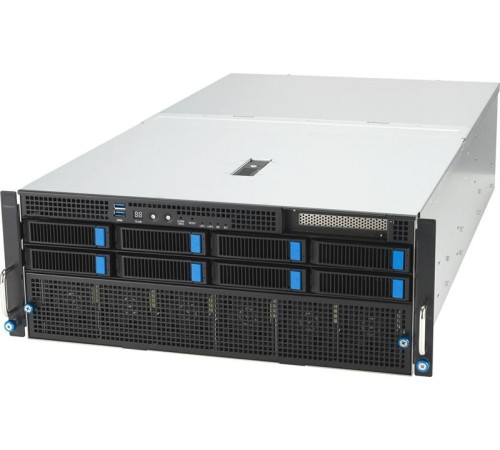 Сервер ASUS ESC8000-E11-SKU2 4U, 2x LGA4677, 32x DDR5, 2x NVMe/SATA/SAS* + 6 SATA/SAS*, 1x M.2(Up to 22110), 1x PCIex8 for HBA/RAID, 8x PCIex16 for dual-slot GPU, 1x PCIex16 for NIC card, 2x 10Gbe, 4x 3000W