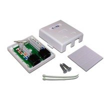  Настенная розетка, 2 порта RJ-45 категории 6, UTP, белая