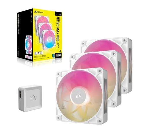 Кулер для корпуса/ Case Cooler Corsair iCUE LINK RX120 MAX RGB (120x120x30mm, 4-pin PWM, RGB, 71.3CFM, 29.5dBA, 2000RPM, White, 3pcs) Кулер для корпуса/ Case Cooler Corsair iCUE LINK RX120 MAX RGB (120x120x30mm, 4-pin PWM, RGB, 71.3CFM, 29.5dBA, 2000RPM, White, 3pcs)