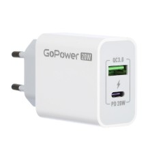Сетевое З/У/ Сетевое З/У GoPower GPQC08 1USB+1Type-C 20W QC3.0 белый