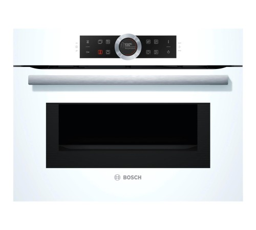 Встраиваемая электрическая духовка BOSCH С СВЧ, 45.5x59.5x54.8 см, 45л, дисплей, 6 режимов, EcoClean,белый, максимальная мощность микроволн 900 Вт