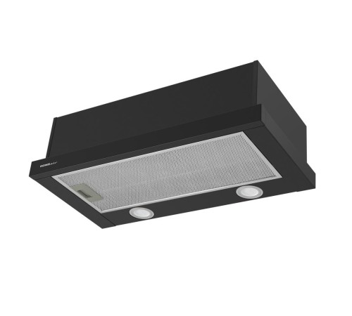 ВЫТЯЖКА HOMSair Flat 60 Black/ встраиваемая, колыбельное управление, 2 скорости, 520 м3/ч, до 20 м2, 45 дБ, угольный фильтр CF110 - 1 шт, ШхВхД: 500х176х280 мм, черный цвет