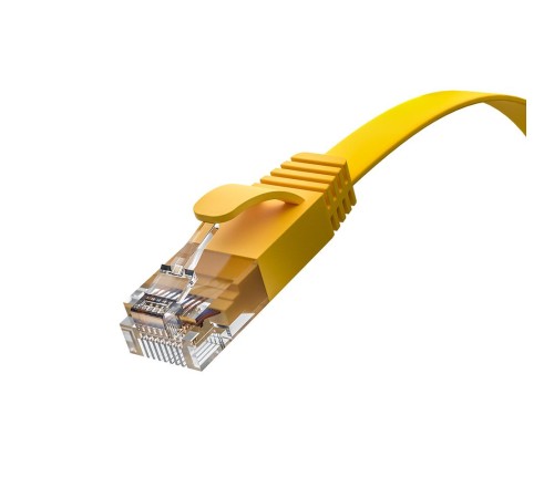 GCR Патч-корд PROF плоский прямой 2.0m, UTP медь кат.6, желтый, 30 AWG, ethernet high speed 10 Гбит/с, RJ45, T568B, GCR-52827 GCR Патч-корд PROF плоский прямой 2.0m, UTP медь кат.6, желтый, 30 AWG, ethernet high speed 10 Гбит/с, RJ45, T568B, GCR-52827
