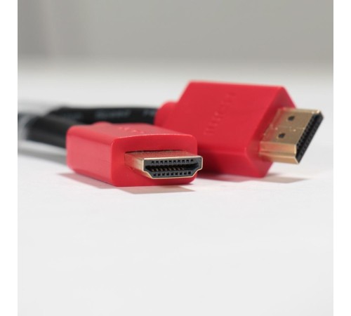 GCR Кабель 1.0m HDMI версия 1.4, черный, красные коннекторы, OD7.3mm, 30/30 AWG, позолоченные контакты, Ethernet 10.2 Гбит/с, 3D, 4K GCR-HM450-1.0m, экран