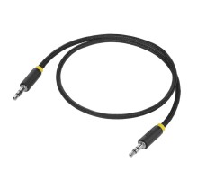 GCR Кабель 0.25m аудио jack 3,5mm/jack 3,5mm, нейлон, черный, желтая окантовка, ультрагибкий, 28 AWG, M/M, Premium, экран, стерео, GCR-53540
