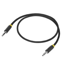 GCR Кабель 0.25m аудио jack 3,5mm/jack 3,5mm, нейлон, черный, желтая окантовка, ультрагибкий, 28 AWG, M/M, Premium, экран, стерео, GCR-53540