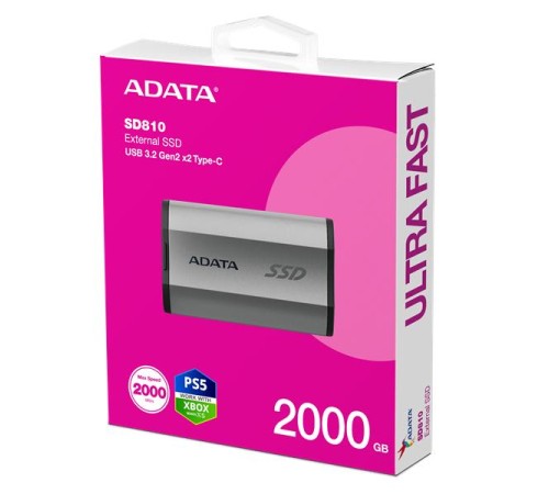 Внешний накопитель Внешний SSD 2TB USB 3.2 Gen 2x2 Type-C R2000/W2000MB/s 3D NAND COLOR BOX серебристый