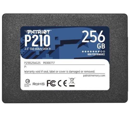 Твердотельный накопитель Patriot SSD P210 256GB SATA3 2.5" R500/W400 TBW 120TB 3D NAND Твердотельный накопитель Patriot SSD P210 256GB SATA3 2.5" R500/W400 TBW 120TB 3D NAND