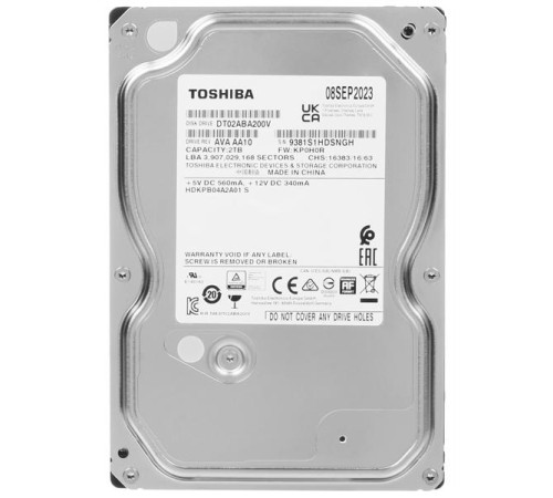 Жесткий диск Toshiba Surveillance HDD 3.5" SATA 2Tb, 5400rpm, 128MB buffer, 512e, SMR, DT02ABA200V , 1 year