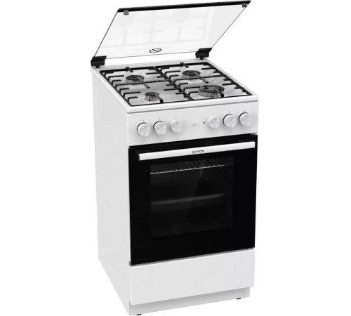 Комбинированная плита Gorenje/ Комбинированная плита Gorenje, Линия Essential, Эмаль SilverMatte, объем духовки 68 л, механическое управление, электроподжиг, рельефные направляющие, 2 стекла+термослой, энергоэффективность А, цвет белый