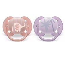 Пустышка ultra soft, слоник/пальмы, 0-6 мес., 2 шт.