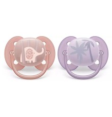 Пустышка ultra soft, слоник/пальмы, 0-6 мес., 2 шт.