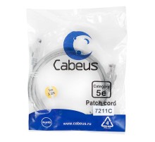  Cabeus PC-UTP-RJ45-Cat.5e-1m Патч-корд U/UTP, категория 5е, 2xRJ45/8p8c, неэкранированный, серый, PVC, 1м