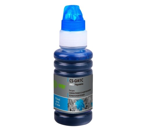 -/ Чернила Cactus CS-GI41C GI-41 C голубой 70мл для Canon PIXMA G1420/G2420/G2460/G3420/G3460
