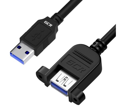 GCR Удлинитель 2.0m USB 3.0, AM/AF крепление под винт, черный, GCR-53902 GCR Удлинитель 2.0m USB 3.0, AM/AF крепление под винт, черный, GCR-53902