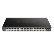Коммутатор/ DGS-1250-52XMP Smart L2 Switch 48x1000Base-T PoE, 4х10GBase-X SFP+, PoE Budget 370W, CLI, RJ45 Console