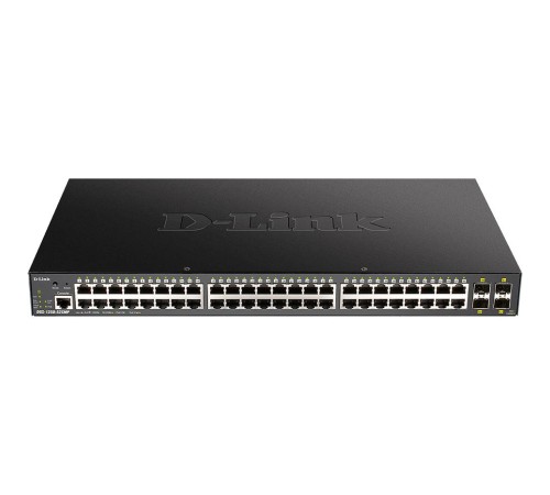 Коммутатор/ DGS-1250-52XMP Smart L2 Switch 48x1000Base-T PoE, 4х10GBase-X SFP+, PoE Budget 370W, CLI, RJ45 Console
