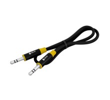 GCR Кабель 1.5m аудио jack 3.5mm/jack 3.5mm черный, AL case черный, желтая окантовка, M/M, GCR-54755