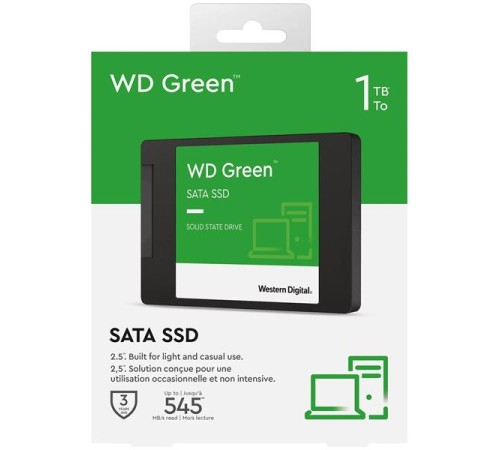Твердотельный накопитель Western Digital Green SSD 2,5” SATA 1Tb, WDS100T3G0A, 1 year Твердотельный накопитель Western Digital Green SSD 2,5” SATA 1Tb, WDS100T3G0A, 1 year