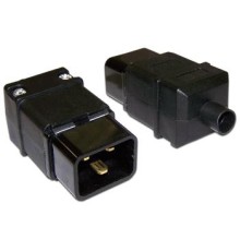 Вилка Вилка IEC 60320 C20, 16A, 250V, прямая, разборная, черная