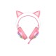 Гарнитура игровая проводная EH469 Pink (розовый), пара кошачьих ушек в комплекте, подсветка RGB, подключение USB, длина кабеля 2.4м