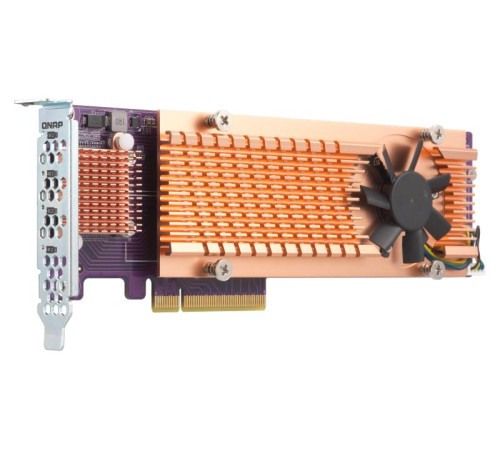 Плата расширения/ QNAP QM2-4S-240 Quad M.2 SATA SSD expansion card; supports up to four M.2 2280 formfactor M.2 SATA SSDs; PCIe Gen2 x4 host interface; Low-profile bracket pre-loaded, Low-profile flat and Full-height are bundled