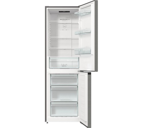 Холодильник Gorenje/ Холодильник Gorenje, отдельностоящий, объем 320 л (210+110 л), No Frost Plus, Multiflow 360, быстрое замораживание, цифровой дисплей, электронное управление, энергоэффективность А++, уровень шума 38 дБ, цвет нержавеющая сталь