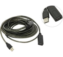 Greenconnect Удлинитель USB 2.0 с 2-мя акивными усилителями сигнала 15.0m Premium, AM/AF 24/22 AWG экран, армированный, морозостойкий, разъём для доп.питания, GCR-UEC3M21-BD2S-15.0m