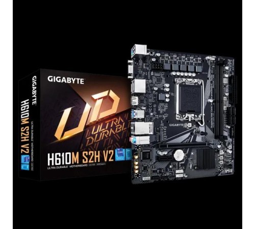 Материнская плата/ MB GIGABYTE INTEL H610 s1700, 2xDDR5(64GB), D-SUB/HDMI 2.1/2xDP, 1xPCIe 4.0x16, 1xPCIe 3.0, 1xLAN, 4xSATA 6Gb/s, 1xM.2, 2xUSB 3.2, 4xUSB 2.0, 1xPS/2, mATX Материнская плата/ MB GIGABYTE INTEL H610 s1700, 2xDDR5(64GB), D-SUB/HDMI 2.1/2xDP, 1xPCIe 4.0x16, 1xPCIe 3.0, 1xLAN, 4xSATA 6Gb/s, 1xM.2, 2xUSB 3.2, 4xUSB 2.0, 1xPS/2, mATX