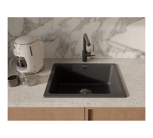 Кухонная мойка RIVELATO RIVELATO Мойка BERKANA 50 1-чаш 560*430, монтаж: универсальный, материал: кварц, цвет: антрацит Кухонная мойка RIVELATO RIVELATO Мойка BERKANA 50 1-чаш 560*430, монтаж: универсальный, материал: кварц, цвет: антрацит