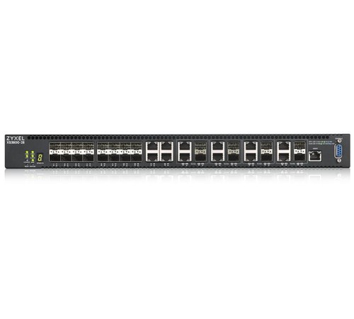 Коммутатор Мультигигабитный L3 Core коммутатор Zyxel NebulaFlex Pro XS3800-28, rack 19", 4xRJ-45: 1/2,5/5/10G, 8xCombo (SFP: 1/10G, RJ-45: 1/2,5/5/10G), 16xSFP+, стекируемый (до 4), 2 блока питания в комплекте