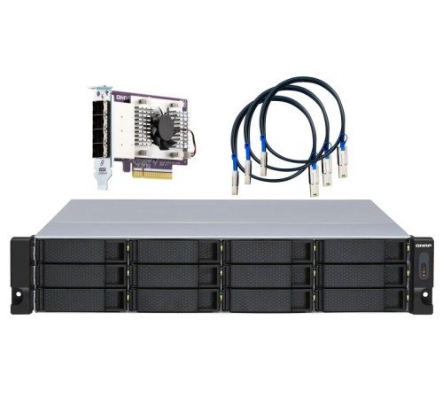 Полка расширения сетевого хранилища без дисков/ SMB QNAP TL-R1200S-RP SATA 6GB/s JBOD storage enclosure, 12-tray 3,5"/2,5" w/o HDD, 3 x SFF-8088, 2 PSU. Rackmount. W/o rail kit RAIL-B02