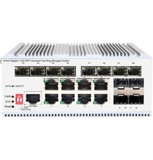 Коммутатор/ Managed L2 Industrial Fast Ring Switch 8x1000Base-T, 12x1000Base-X SFP, Surge 4KV, -40 to 75°C
