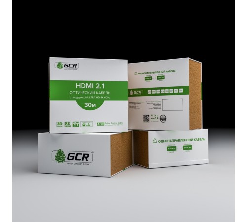 GCR Кабель 30m оптический HDMI 2.1 8K 60Hz, для подключения SmartTV, AppleTV, XBOX Series X, PS5, GCR-52440