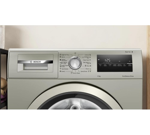 Стиральная машина BOSCH 84.8x59.8x60, фронтальная загрузка, 8 кг, 1200 об/мин,серый металлик, EcoSilenceDrive, панель управления приборов на английском языке Стиральная машина BOSCH 84.8x59.8x60, фронтальная загрузка, 8 кг, 1200 об/мин,серый металлик, EcoSilenceDrive, панель управления приборов на английском языке