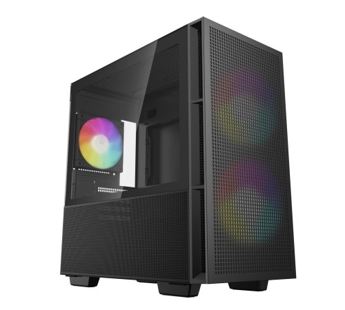 Корпус ПК без блока питания/ Case Deepcool CH360 Digital, 1xUSB3.0, 1xType-C, 2x140ARGB fan, 1x120ARGB fan, mATX, Digital display, Black