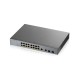 коммутатор Smart L2 коммутатор PoE+ для IP-видеокамер Zyxel NebulaFlex Pro GS1350-18HP, rack 19", 16xGE PoE+, 2xCombo (SFP/RJ-45), бюджет PoE 250 Вт, питание до 250м, автоперезагрузка PoE-портов