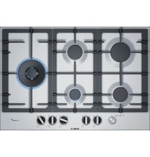 Встраиваемая варочная панель BOSCH Газ,  75 см, нерж.сталь, независимая, нержавеющая сталь,чугунные решетки