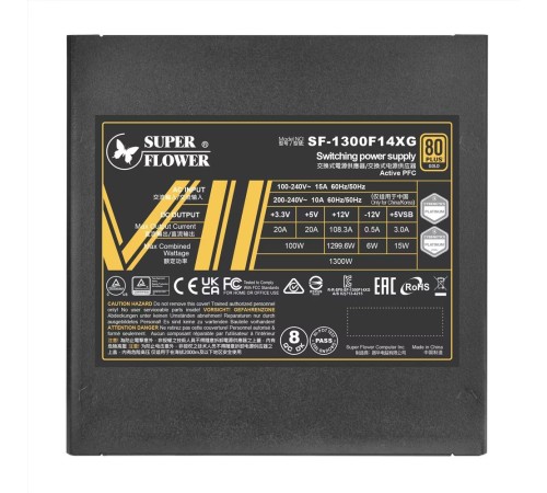 блок питания 1300 Ватт/ Power Supply Super Flower Leadex VII, 1300W, ATX 3.0, 140mm, 12xSATA, 4xPCI-E(6+2), 1x12VHPWR(12+4), APFC, 80+ Gold, Full Modular