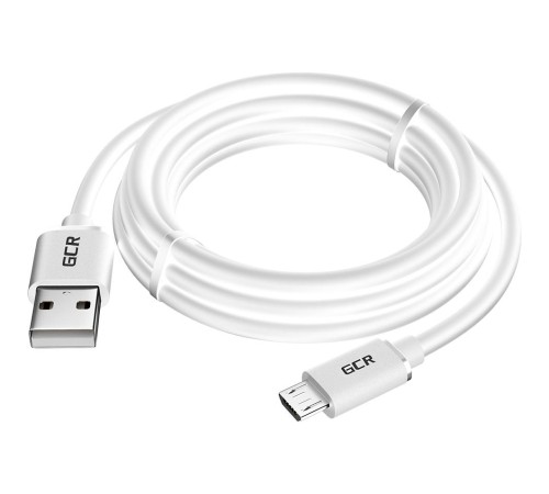 GCR Кабель 3.0m MicroUSB, белый, быстрая зарядка, 28/24 AWG, GCR-53234
