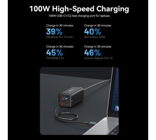 Сетевое зарядное устройство Vention на 4 порта GaN 100W USB (C+C+A+A) Чёрный, шт.