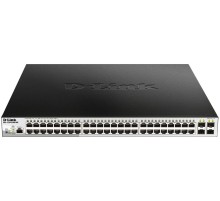 Коммутатор/ DGS-1210-52MP/ME/B Managed L2 Metro Ethernet Switch 48x1000Base-T PoE, 4x1000Base-X SFP, PoE Budget 370W, Surge 6KV, CLI, RJ45 Console, Dying Gasp
