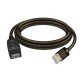 GCR Удлинитель активный 7.5m USB 2.0, AM/AF, GOLD, черно-прозрачный, с усилителем сигнала, разъём для доп.питания, 28/24 AWG, GCR-53805