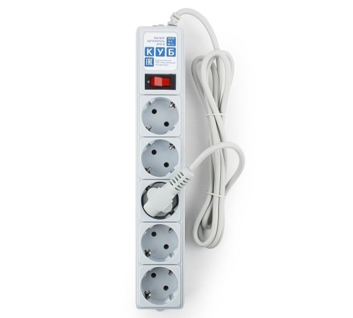 Фильтр-удлинитель Power Cube B 1.9 м 5 розеток (серый) 10А/2,2кВт/ Surge protector Power Cube B 1.9 m 5 outlets (gray) 10A / 2.2kW Фильтр-удлинитель Power Cube B 1.9 м 5 розеток (серый) 10А/2,2кВт/ Surge protector Power Cube B 1.9 m 5 outlets (gray) 10A / 2.2kW