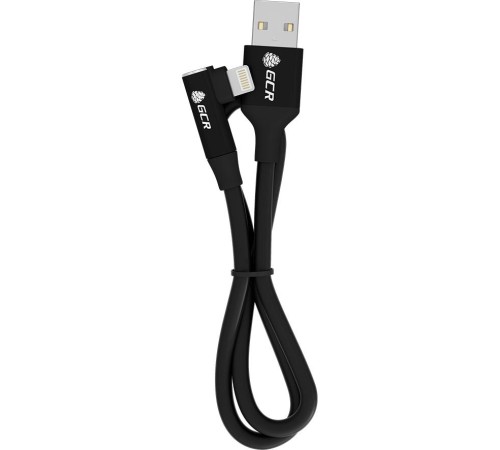 GCR Кабель PREMIUM 1.3m для iPhone, iPad, Air, AM/Lightning угловой, MFI, черный, AL case черный, 28/24 AWG, GCR-53437