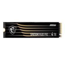 Твердотельный накопитель MSI SSD SPATIUM M480 Pro, 4000GB, M.2(22x80mm), NVMe, PCIe 4.0 x4, 3D TLC, R/W 7400/7000, IOPs 1 000 000/1 000 000, DRAM buffer 2048MB, TBW 3000, DWPD 0.41 (5 лет)