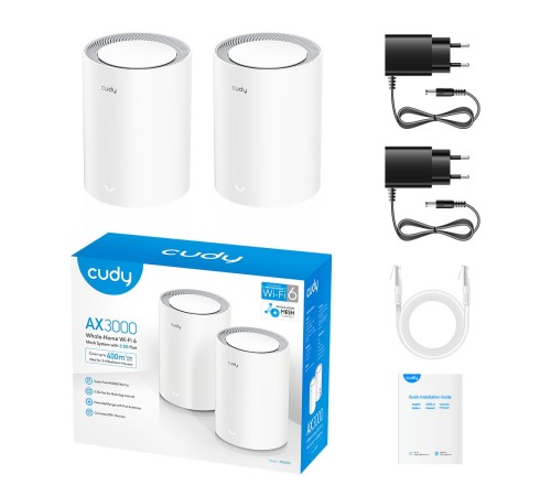 Wi-Fi Mesh-система/ AX1800 Wi-Fi 6 Mesh Solution 2-Pack,Chipset MediaTek, Dual-Band, 802.11ax/ac/a/b/g/n, 1201Mbps at 5GHz + 574Mbps at 2.4GHz, 2 Gigabit Ethernet Ports, 4 internal antennas, MU-MIMO, DDNS, Zerotier/Wireguard/OpenVPN/IPSec/L2TP/PPTP VPN, Wi-Fi Mesh-система/ AX1800 Wi-Fi 6 Mesh Solution 2-Pack,Chipset MediaTek, Dual-Band, 802.11ax/ac/a/b/g/n, 1201Mbps at 5GHz + 574Mbps at 2.4GHz, 2 Gigabit Ethernet Ports, 4 internal antennas, MU-MIMO, DDNS, Zerotier/Wireguard/OpenVPN/IPSec/L2TP/PPTP VPN,