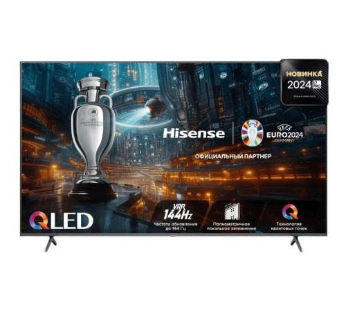 Телевизор ЖК 75'' Hisense/ 75", QLED, Ultra HD, 120 Hz /144 Hz(VRR), Smart TV (ОС VIDAA U7), Wi-Fi, DVB-T2/T/C/S2/S, FreeSync Premium, 2.1Ch 2х10W+20W, CI+(1.4), 4хHDMI, 2хUSB, Alexa Built-in, VIDAA Voice, Dark Grey 2024