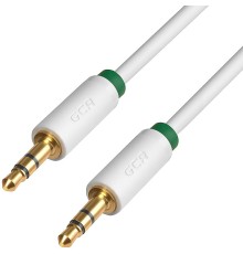 Greenconnect Кабель аудио 1.5m jack 3,5mm/jack 3,5mm белый, зеленая окантовка, ультрагибкий, 28 AWG, M/M, Premium GCR-AVC1662-1.5m, экран, стерео